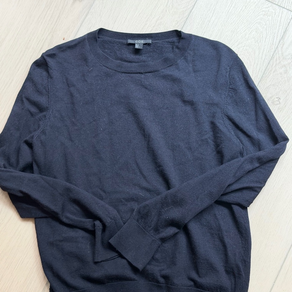 COS Black Wool Crewneck Jumper